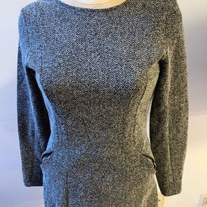 H&M grey tweed long sleeve dress w/ pockets, 12